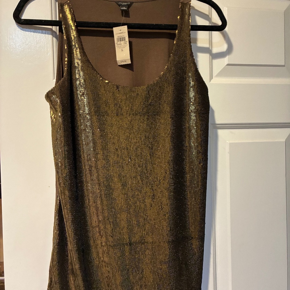 Ann Taylor Sequin brown top